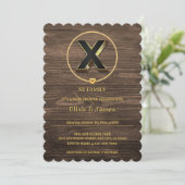 Invitation Rustic Met Gold Heart Monogramme Famille Baby show (Debout devant)