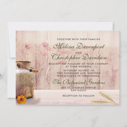 Invitation Rustic Milk (Devant)