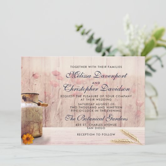 Invitation Rustic Milk (Debout devant)