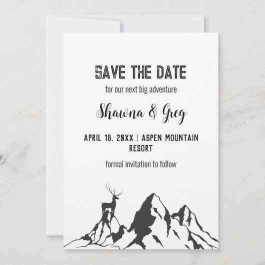 Invitation Rustic Minimalist Mountain Peak Elk Enregistrer la (Devant)
