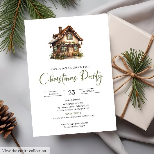 Invitation Rustic Minimalist Neutral Earthy Cozy Xmas Party