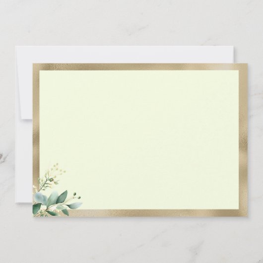 Invitation Rustic mint gold eucalyptus olive leaves RSVP (Dos)