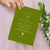 Invitation Rustic Modern Bright Olive Green Wedding
