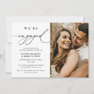 Invitation Rustic Modern Photo Nous sommes engagés Engagement