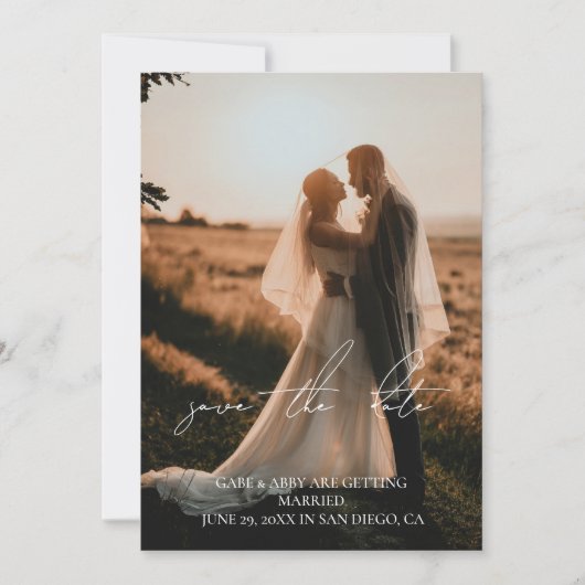 Invitation Rustic Modern Script Mariage Photo Enregistrer la  (Devant)