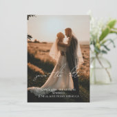Invitation Rustic Modern Script Mariage Photo Enregistrer la  (Debout devant)