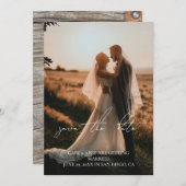 Invitation Rustic Modern Script Mariage Photo Enregistrer la  (Devant / Derrière)