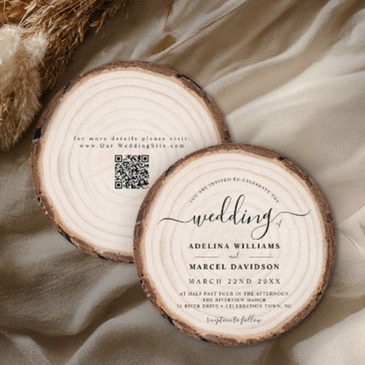 Invitation Rustic Modern Wood Natural Elegant Barn Wedding