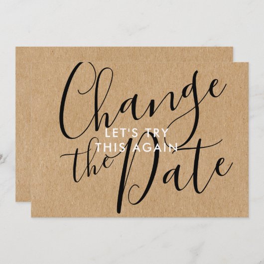 Invitation Rustic Modifier la date reportée Annulation du scr (Devant / Derrière)