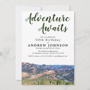 Invitation Rustic Mountain Adventure attend la fête d'anniver