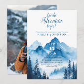 Invitation Rustic Mountain Adventure Retraite Party Photo (Devant / Derrière)