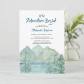 Invitation Rustic Mountain Adventure Watercolor Fête des mari (Debout devant)