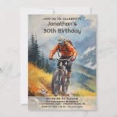 Invitation Rustic Mountain Bike Aquarelle Anniversaire (Devant)