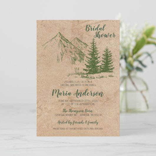 Invitation Rustic Mountain Bridal Showback (Debout devant)