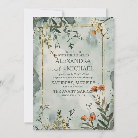 Invitation Rustic Mountain Fleur sauvage Boho Mariage (Devant)