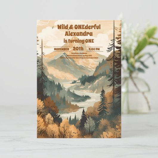 Invitation Rustic Mountain Forest À feuillage persistant 1er  (Debout devant)