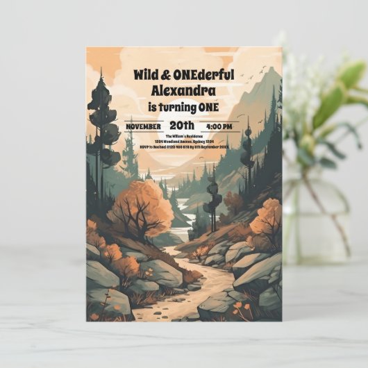 Invitation Rustic Mountain Forest À feuillage persistant 1er (Debout devant)