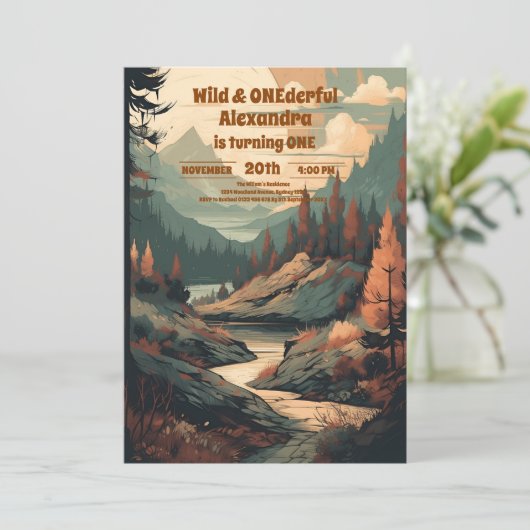 Invitation Rustic Mountain Forest À feuillage persistant 1er  (Debout devant)