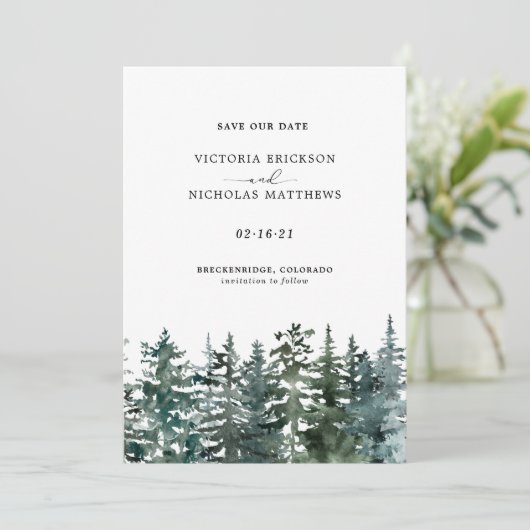 Invitation Rustic Mountain Forest À feuillage persistant Tree (Debout devant)