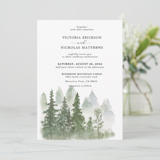 Invitation Rustic Mountain Forest À feuillage persistant Tree (Debout devant)