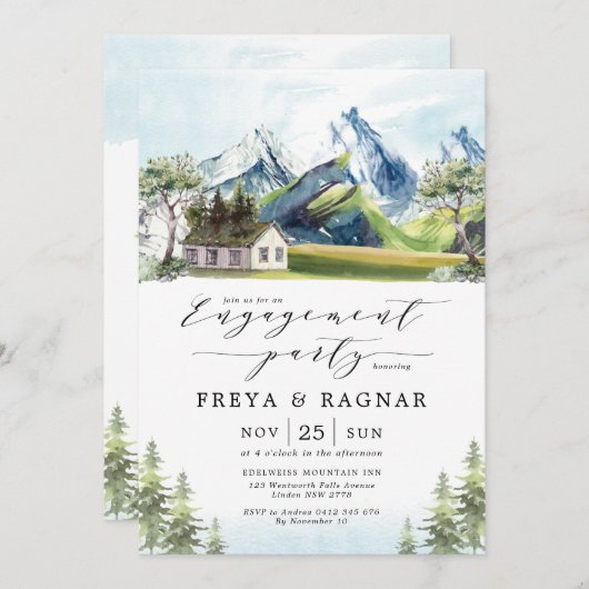 Invitation Rustic Mountain Forest Adventure Party (Devant / Derrière)