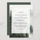 Invitation Rustic Mountain Forest Evergreen Tree Wedding (Devant / Derrière)