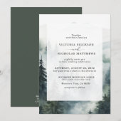 Invitation Rustic Mountain Forest Evergreen Tree Wedding (Devant / Derrière)