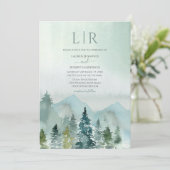 Invitation Rustic Mountain Forest Evergreen Tree Wedding (Debout devant)