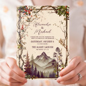 Invitation Rustic Mountain Forest Evergreen Tree Wedding