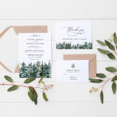 Invitation Rustic Mountain Forest Evergreen Tree Wedding
