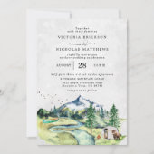 Invitation Rustic Mountain Forest Evergreen Tree Wedding (Devant)