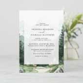 Invitation Rustic Mountain Forest Evergreen Tree Wedding (Debout devant)