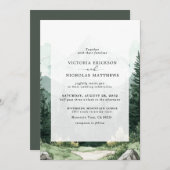 Invitation Rustic Mountain Forest Evergreen Tree Wedding (Devant / Derrière)