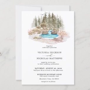 Invitation Rustic Mountain Forest Evergreen Tree Wedding