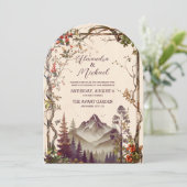 Invitation Rustic Mountain Forest Evergreen Tree Wedding (Debout devant)