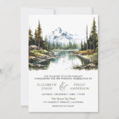 Invitation Rustic Mountain Forest Lake Code QR Mariage (Devant)