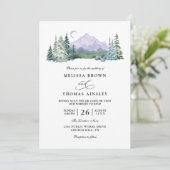Invitation Rustic Mountain Forest Landscape QR Code Wedding (Debout devant)