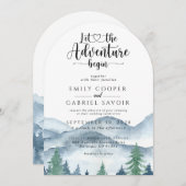 Invitation Rustic Mountain Forest Mariage d'aventure (Devant / Derrière)