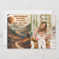 Rustic Mountain Forest Photo 1er anniversaire