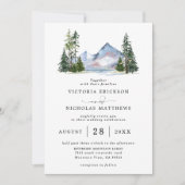 Invitation Rustic Mountain Forest Tree Budget QR Code Wedding (Devant)