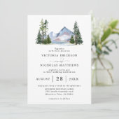 Invitation Rustic Mountain Forest Tree Budget QR Code Wedding (Debout devant)