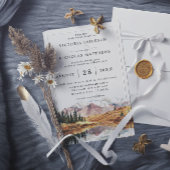 Invitation Rustic Mountain Forest Tree Budget QR Code Wedding