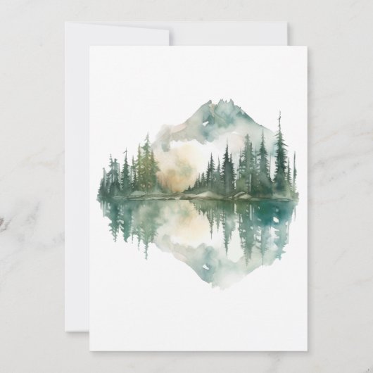 Invitation Rustic Mountain Lake Aquarelle Couples Douche (Dos)