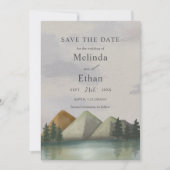 Invitation Rustic Mountain & Lake Evergreen Enregistrer La Da (Devant)
