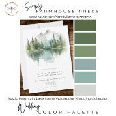 Invitation Rustic Mountain Lake Scene Watercolor Wedding