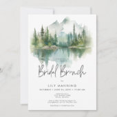 Invitation Rustic Mountain Lake Watercolor Brunch nuptial (Devant)