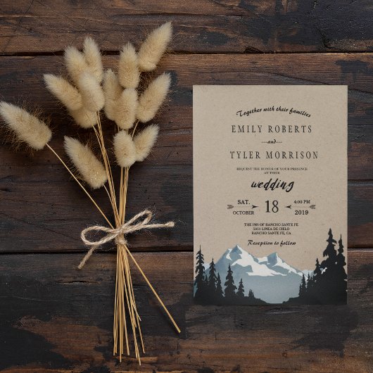Invitation Rustic Mountain Mariage forestier