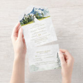 Invitation Rustic Mountain Mariage tout en un mariage Inviter (Détachable)
