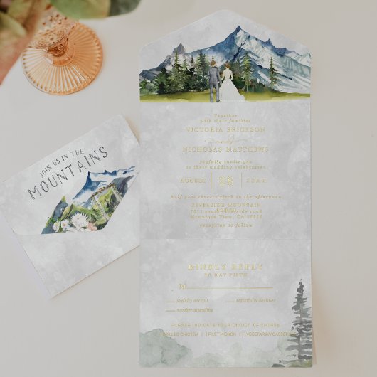Invitation Rustic Mountain Mariage tout en un mariage Inviter