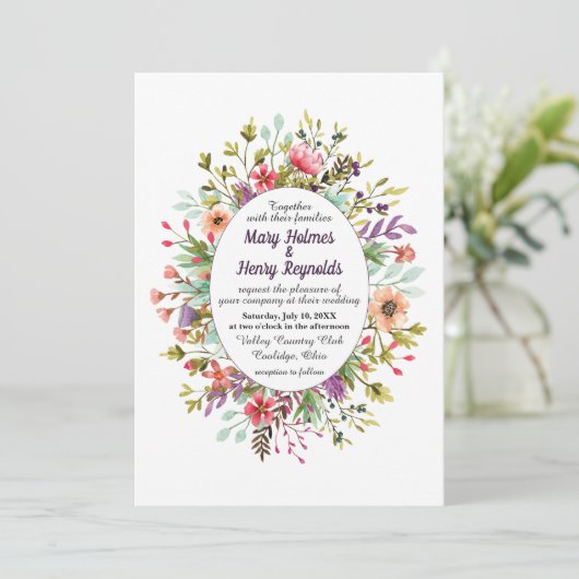 Invitation Rustic Mountain Meadow Fleur sauvage Mariage (Debout devant)